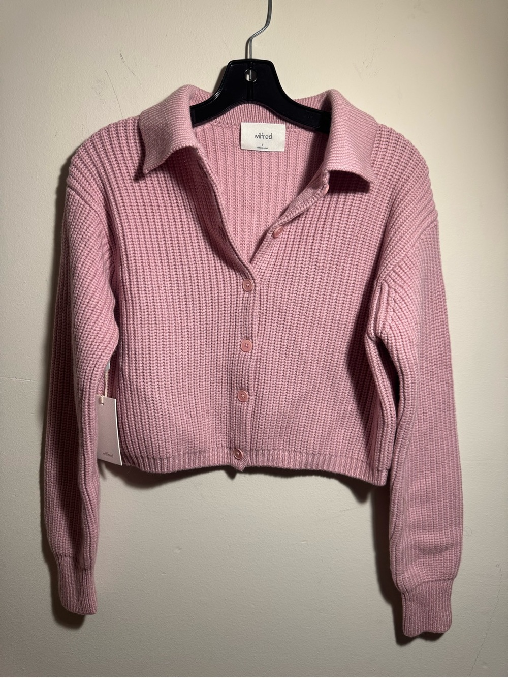 NWT Wilfred Nextdoor Merino wool sweater in pink rose color size S
